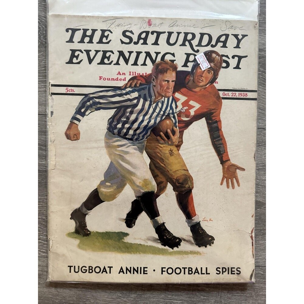 The Saturday Evening Post October 1936 Football Magazine Softcover Illustrated
